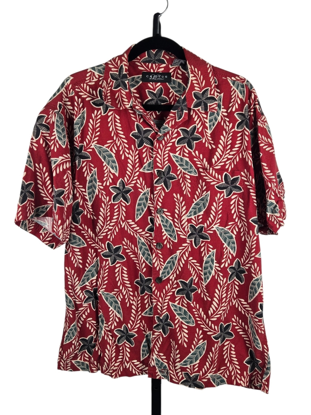 Cactus Black Label Hawaiian Button Up Shirt Red Size Large